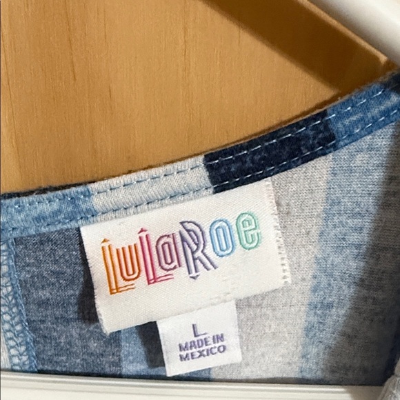 LuLaRoe Blue Striped Blouse - Picture 2 of 6